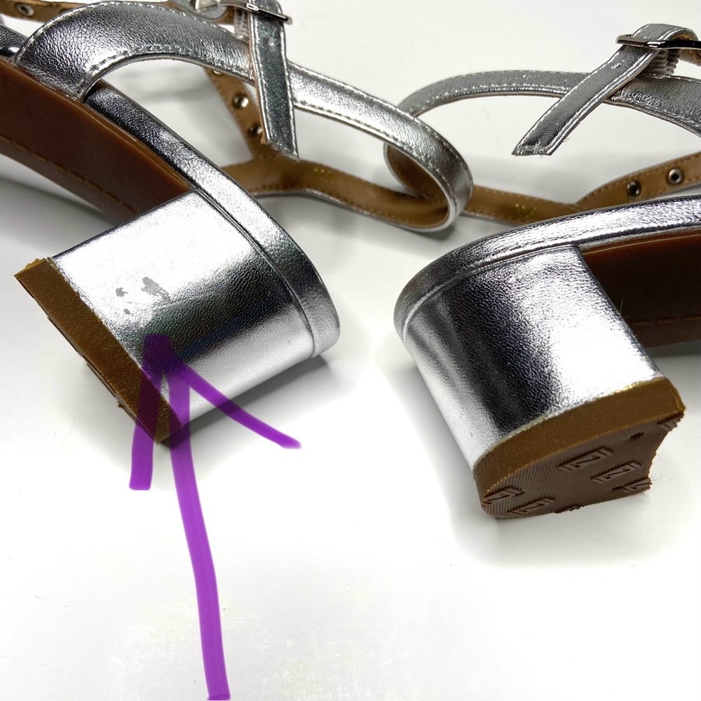 JILDOR Silver Napa Midge T-Strap Studded Sandal - Picture 8 of 15